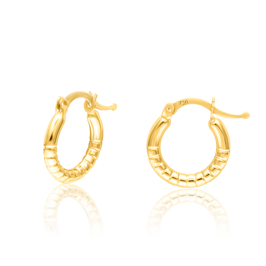 18K Pure Gold Round Earring Set