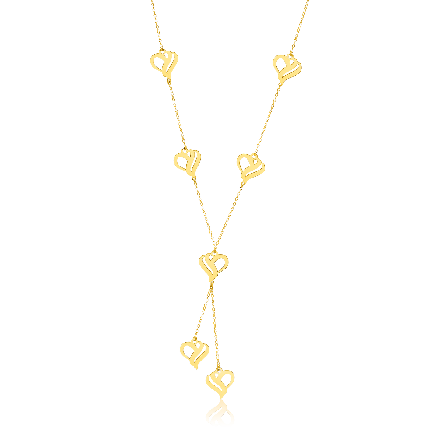 18K Pure Gold Hanging Heart Necklace