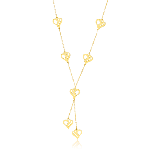 18K Pure Gold Hanging Heart Necklace