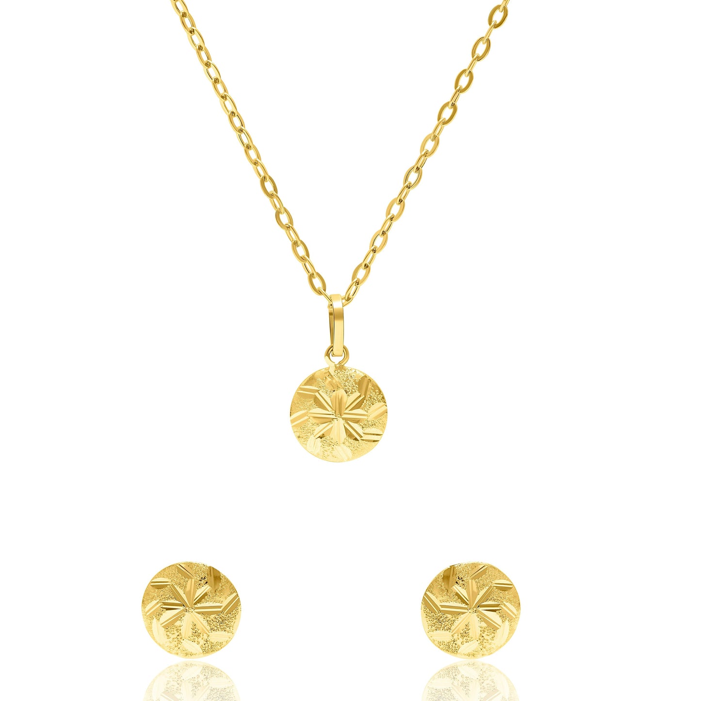 18K Pure Gold Small Round Jewelry Set