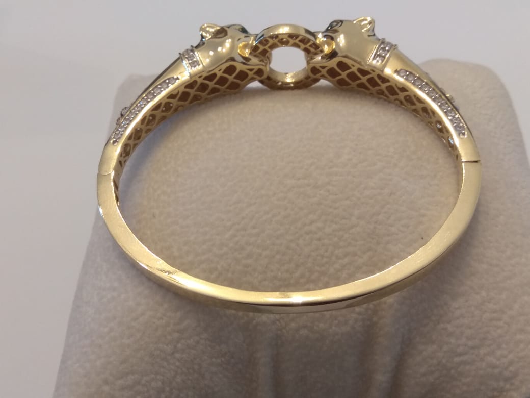 18K Pure Gold Elegant Panther Bangle
