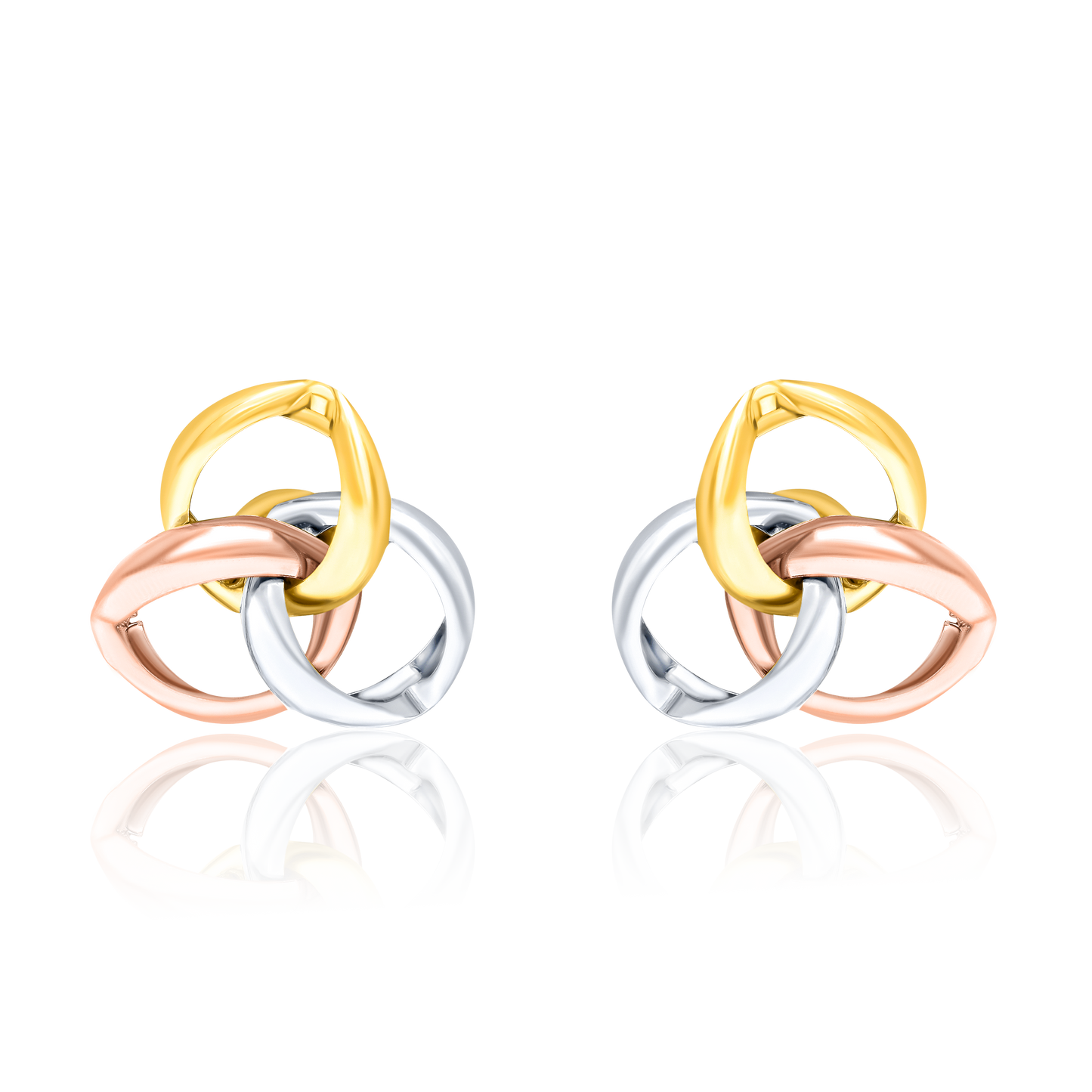 18K Pure Gold 3 Color Flower Jewelry Set