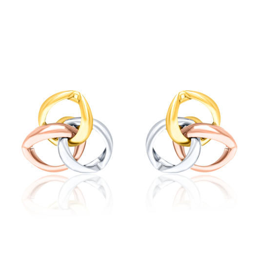 18K Pure Gold 3 Color Flower Jewelry Set