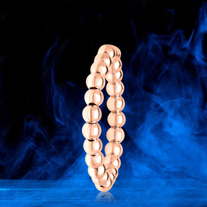 3 Pcs 18k Pure Gold Elastic Bead Ring Set (Yellow, White, Rose Gold)