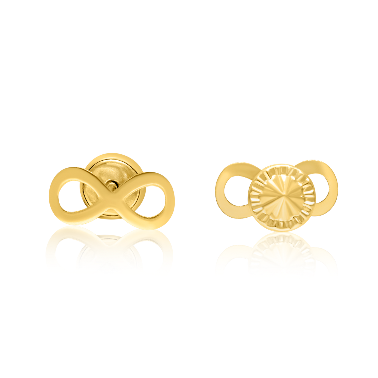 18K Pure Gold Infinity Screw Earring Set
