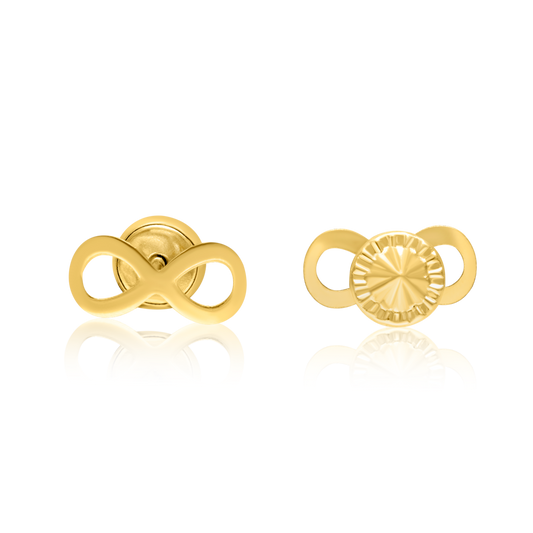 18K Pure Gold Infinity Screw Earring Set