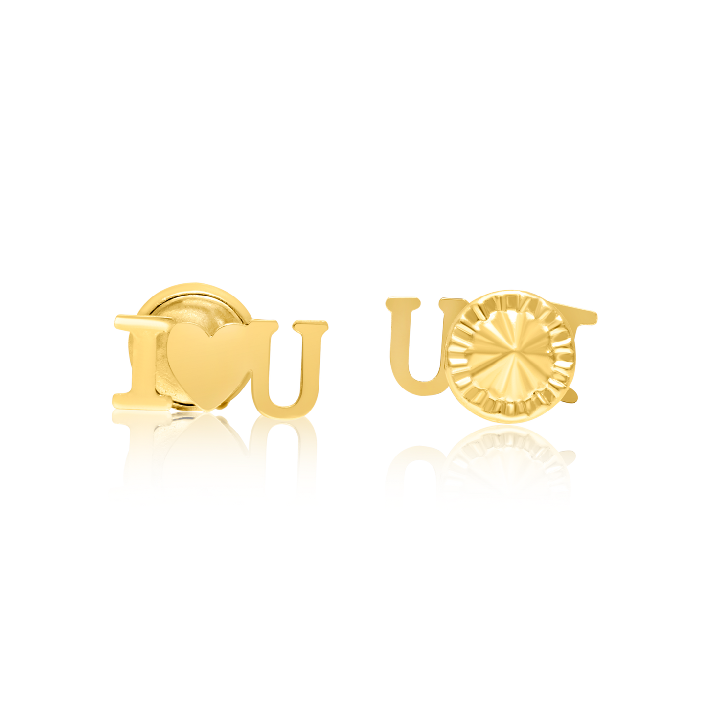 18K Pure Gold ILoveU Screw Earring Set