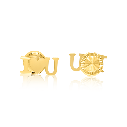18K Pure Gold ILoveU Screw Earring Set