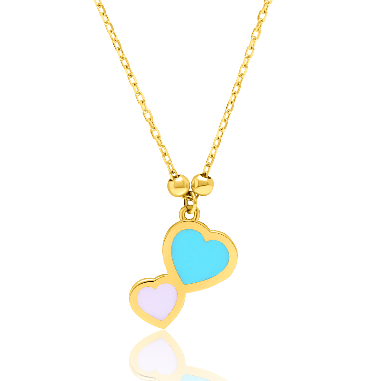 21K Pure Gold Skyblue Hearts Jewelry Set