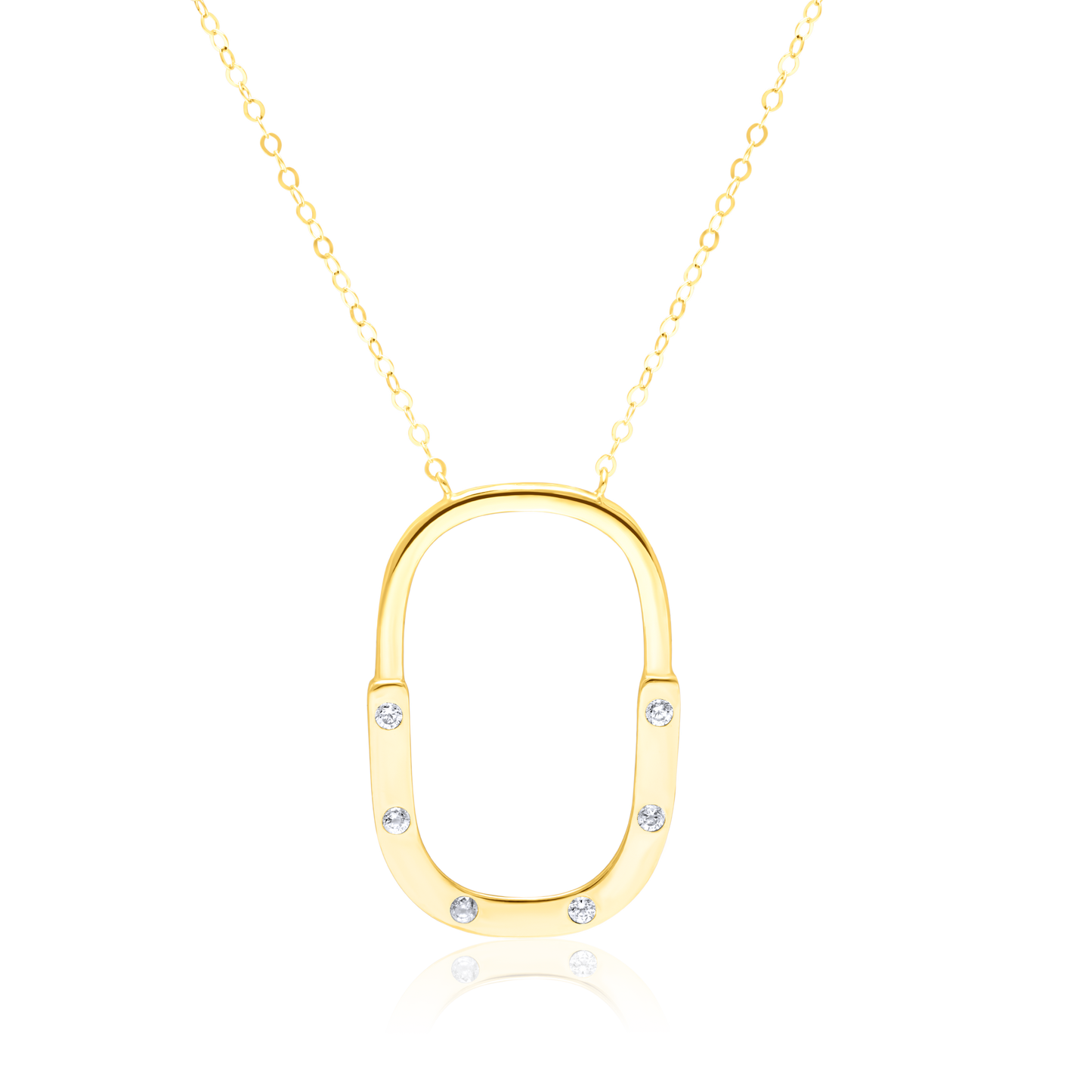 18K Pure Gold Square Arc Stone Necklace
