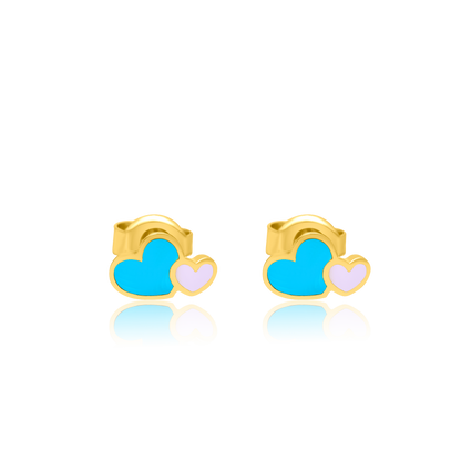 21K Pure Gold Skyblue Hearts Jewelry Set