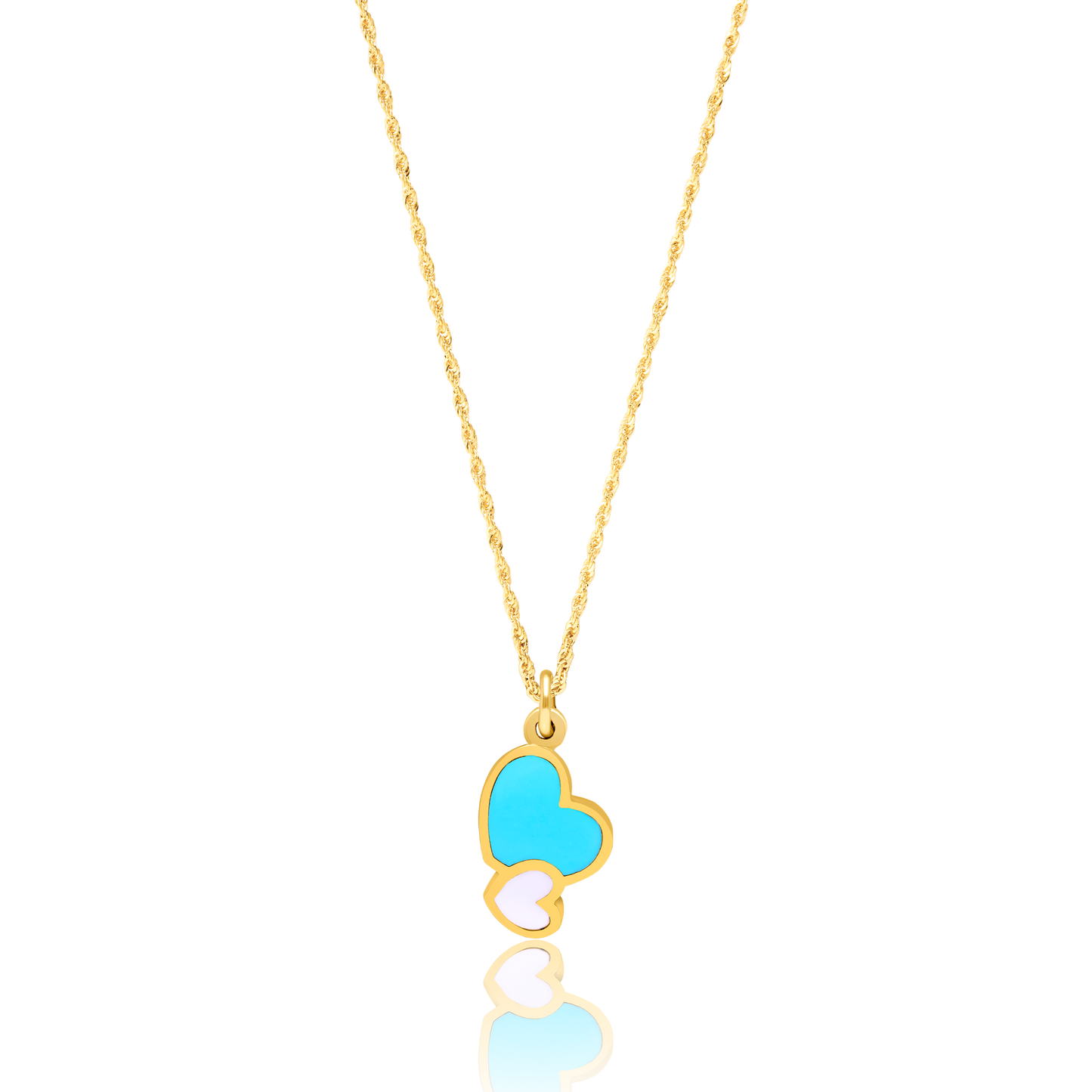 21K Pure Gold Skyblue Hearts Jewelry Set