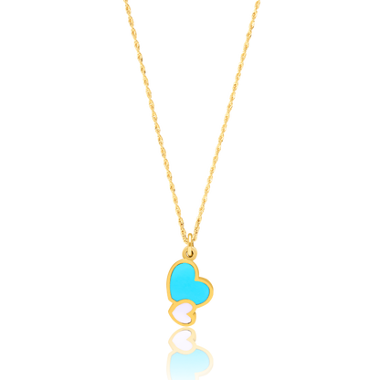 21K Pure Gold Skyblue Hearts Jewelry Set