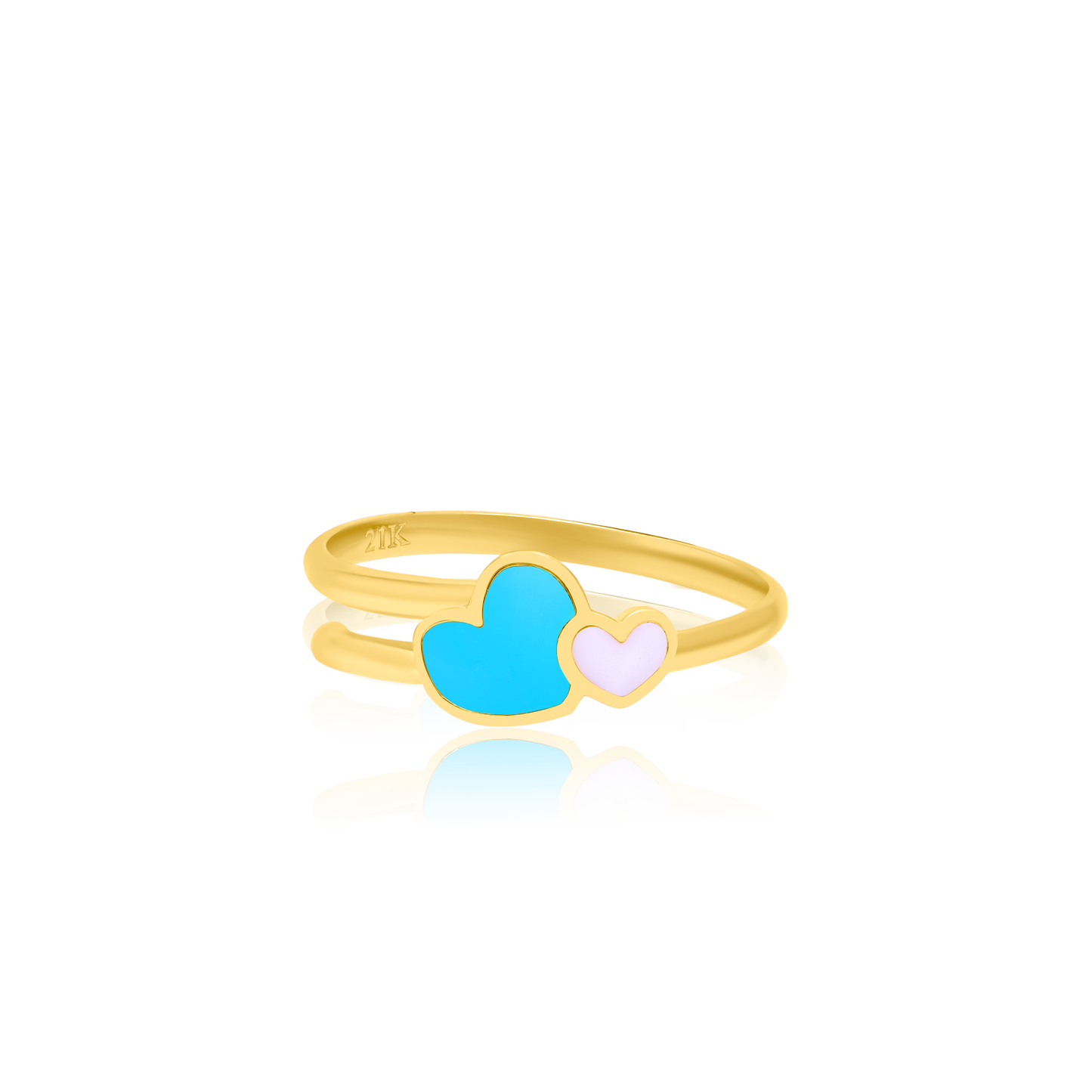 21K Pure Gold Skyblue Hearts Jewelry Set