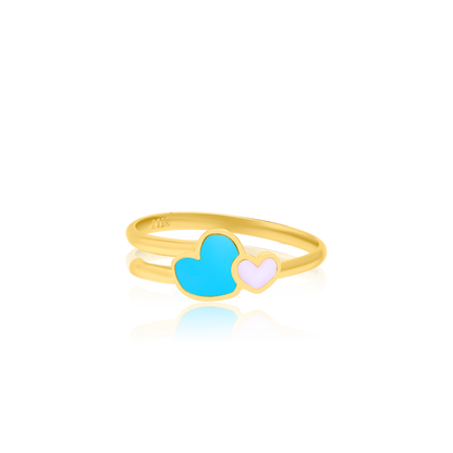 21K Pure Gold Skyblue Hearts Jewelry Set