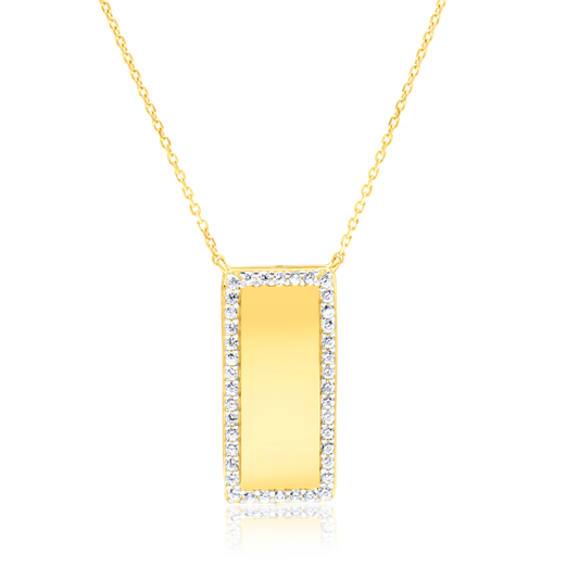 18K Pure Gold Square Stone Necklace