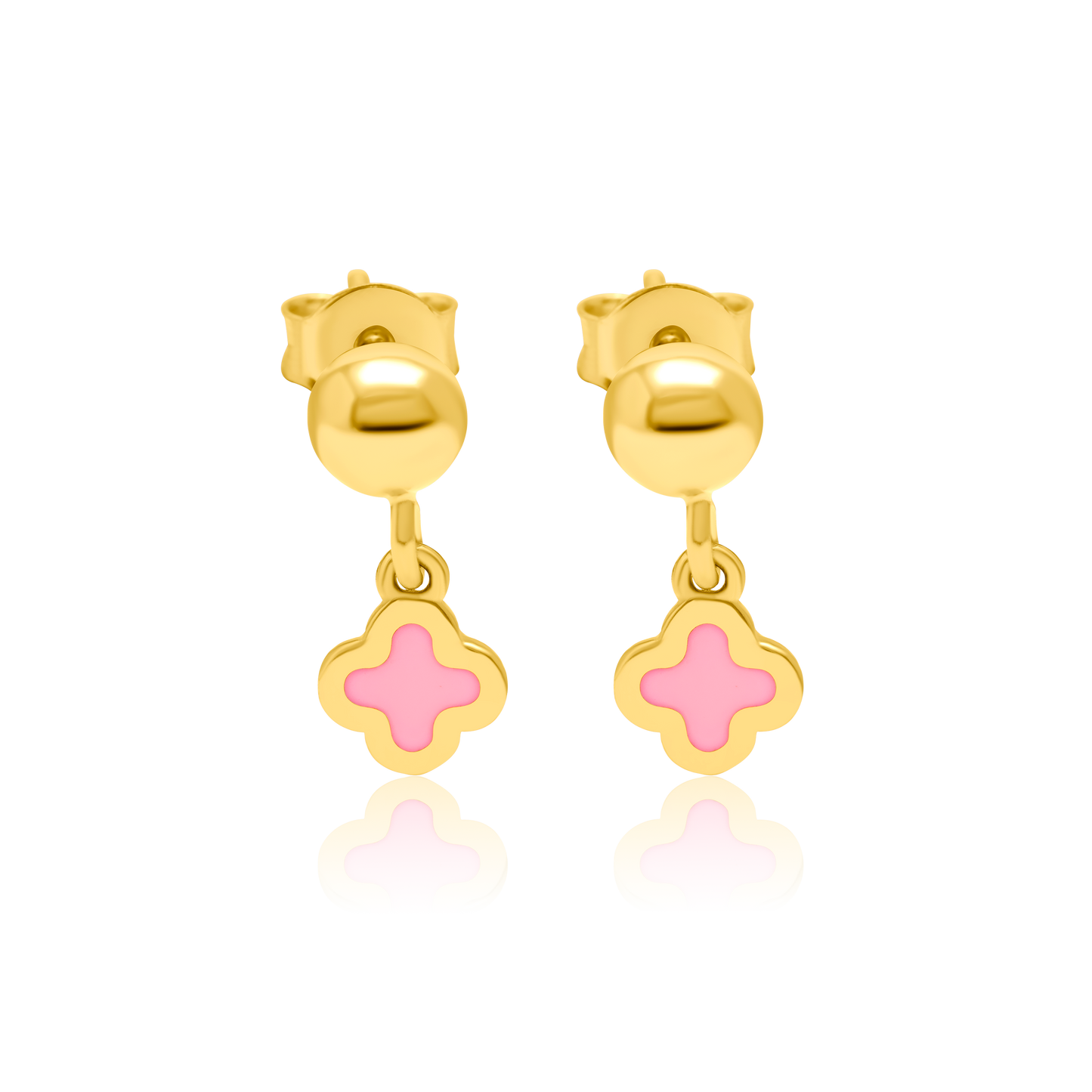 21K Pure Gold Pink Flower Jewelry Set