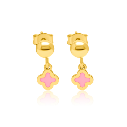 21K Pure Gold Pink Flower Jewelry Set