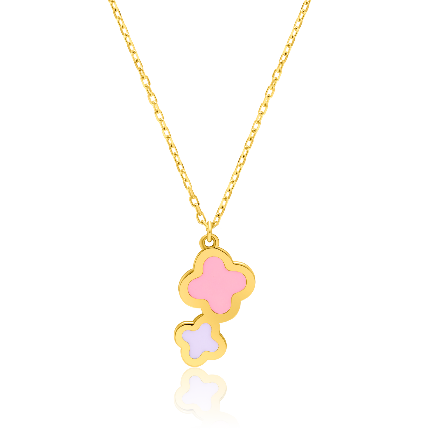 21K Pure Gold Pink Flower Jewelry Set
