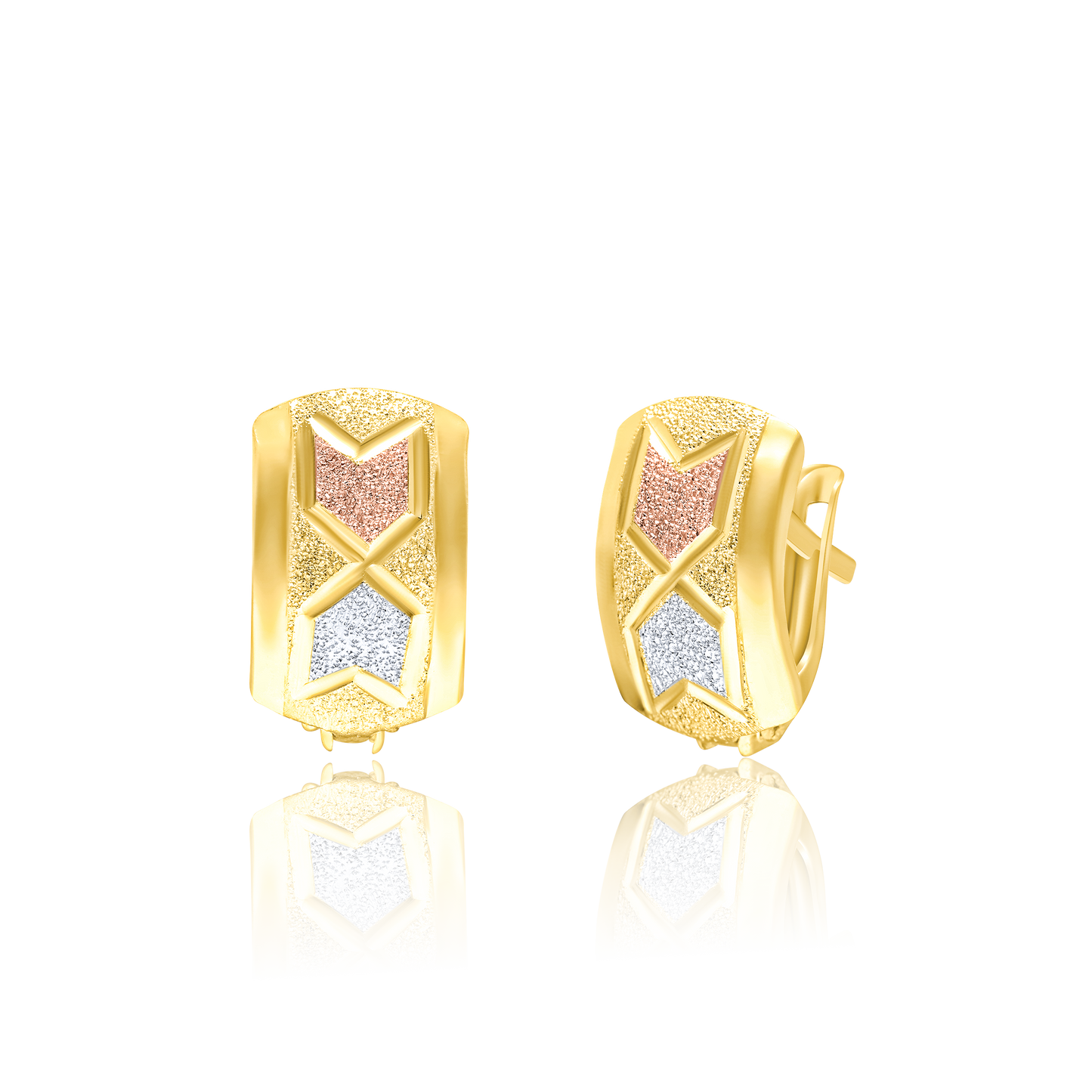 18K Pure Gold Curved Clip Earring Set