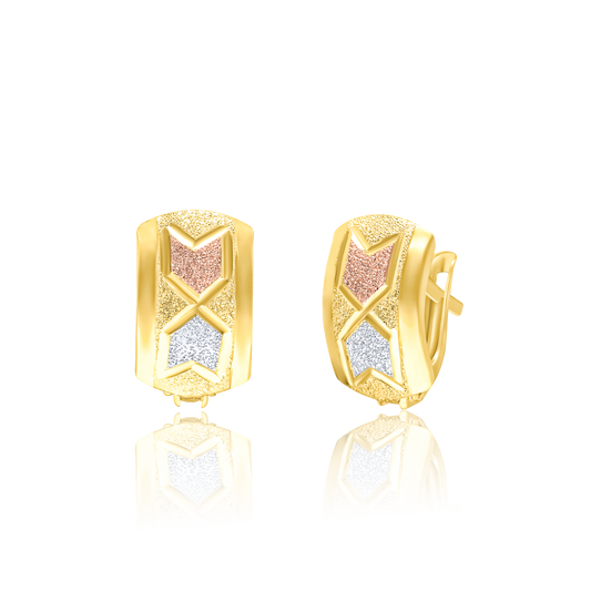 18K Pure Gold Curved Clip Earring Set