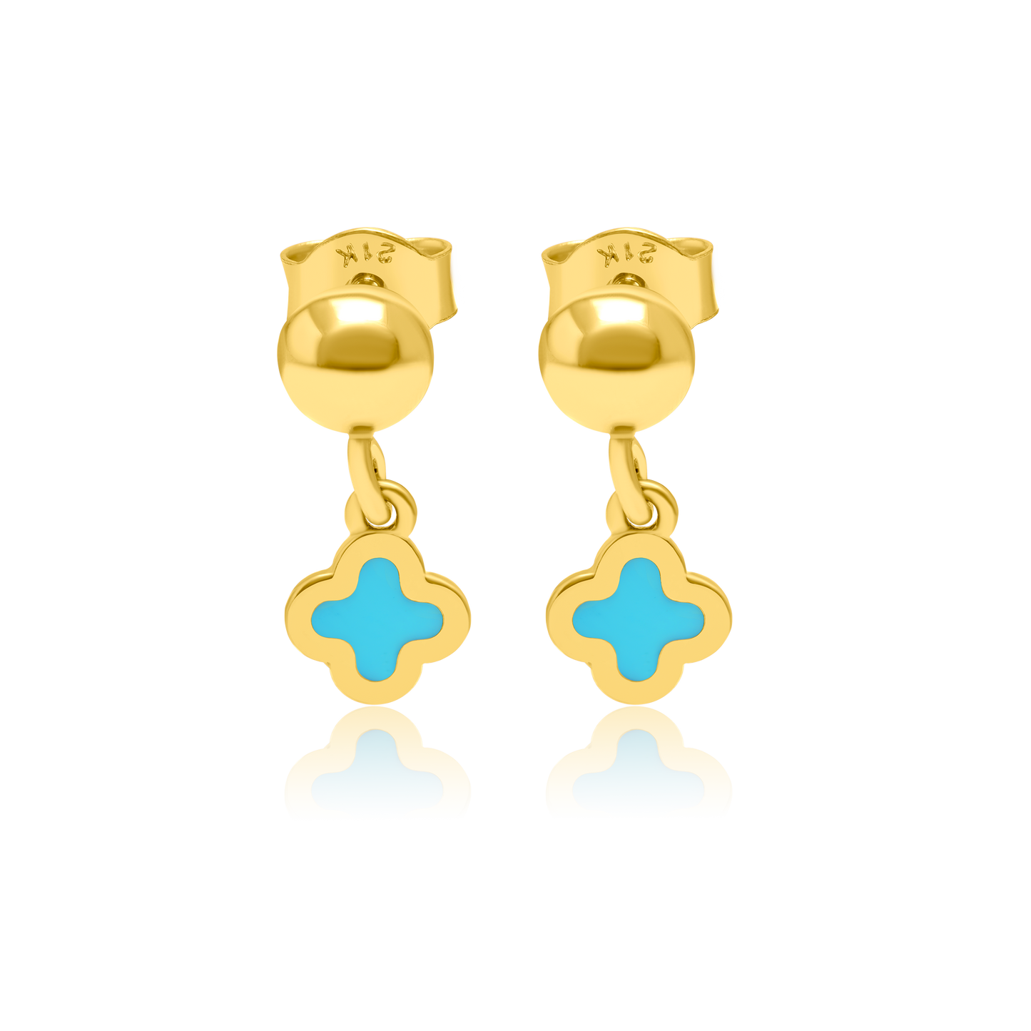 21K Pure Gold Skyblue Flower Jewelry Set