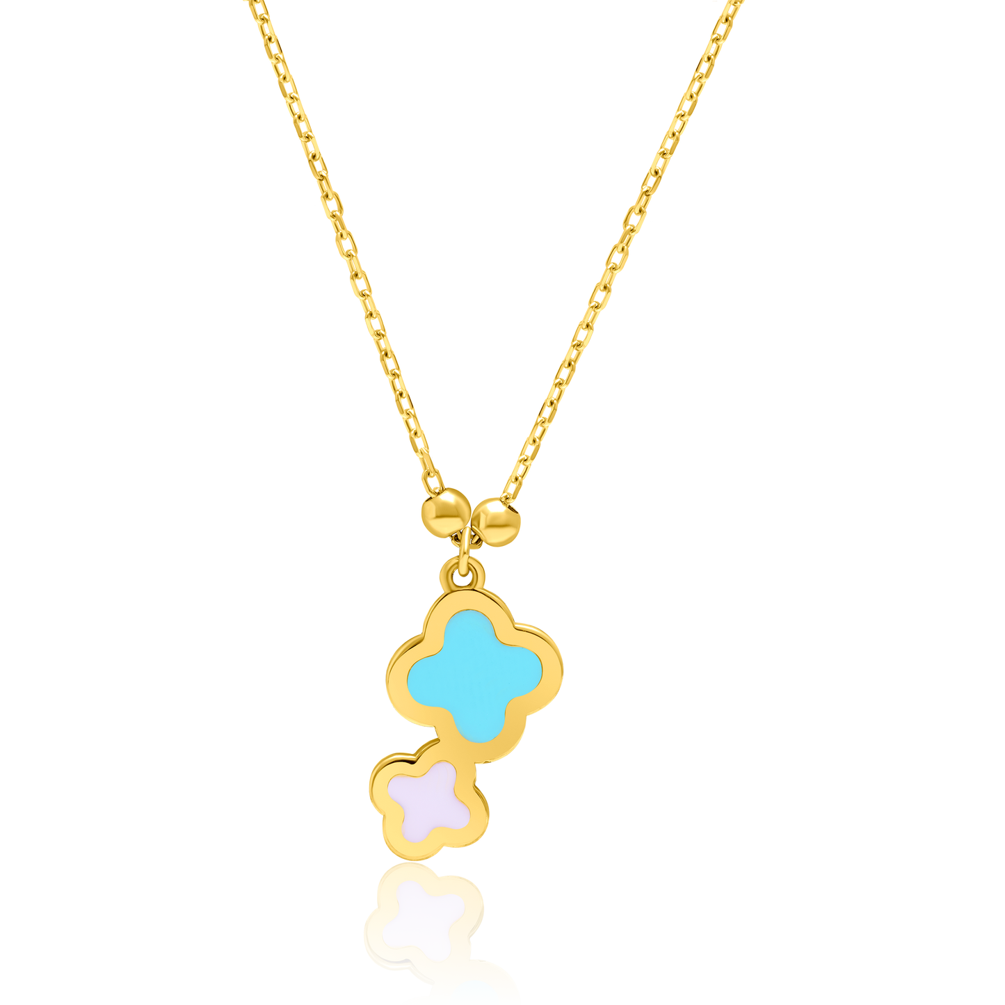 21K Pure Gold Skyblue Flower Jewelry Set