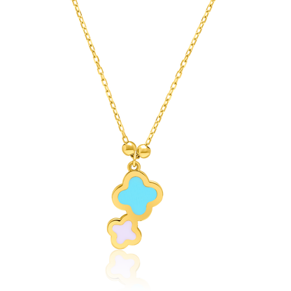 21K Pure Gold Skyblue Flower Jewelry Set