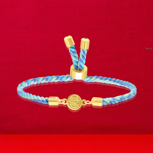 18K Pure Gold Multi Color Thread Coin Bracelet