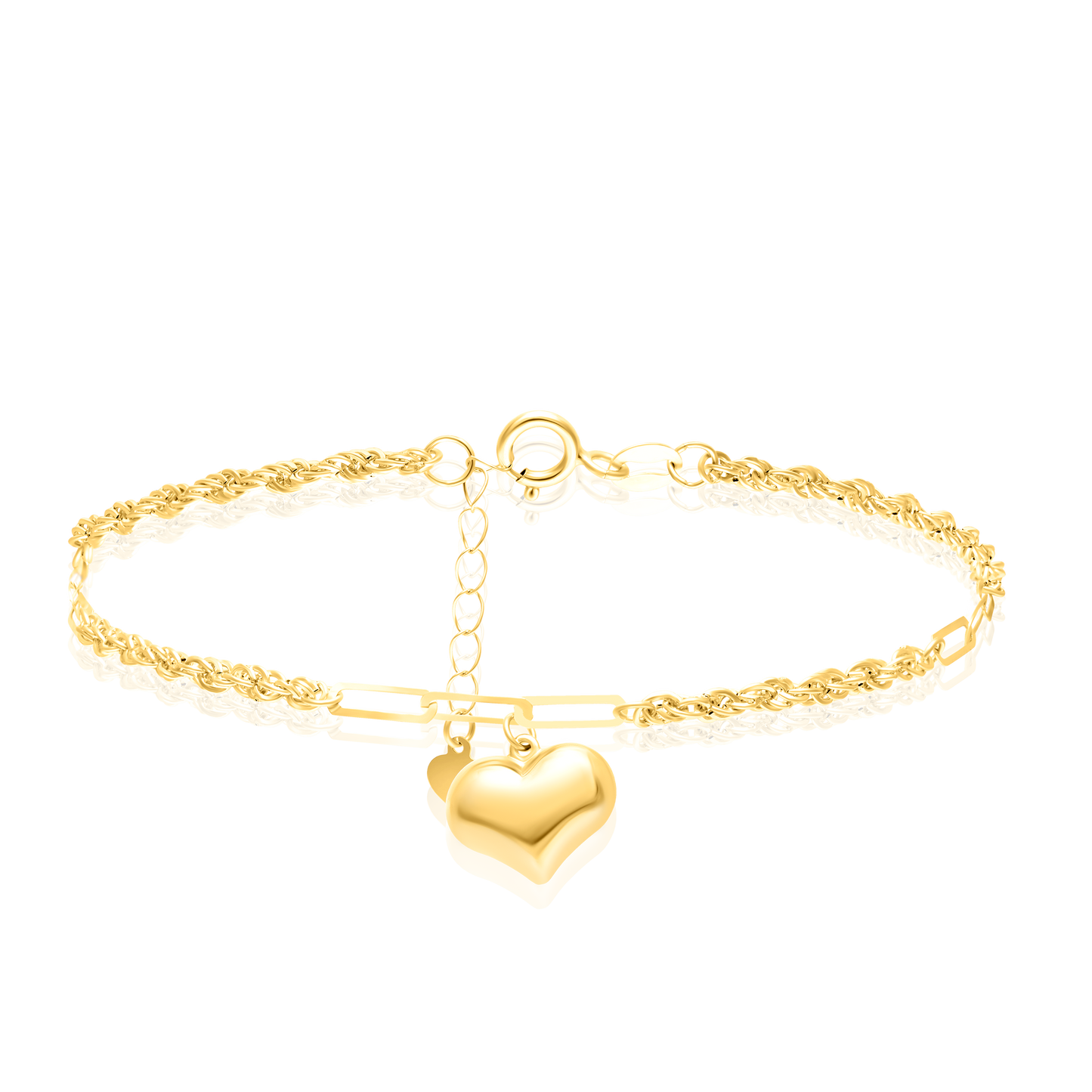18K Pure Gold Linked Heart Bracelet