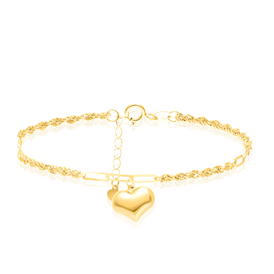 18K Pure Gold Linked Heart Bracelet