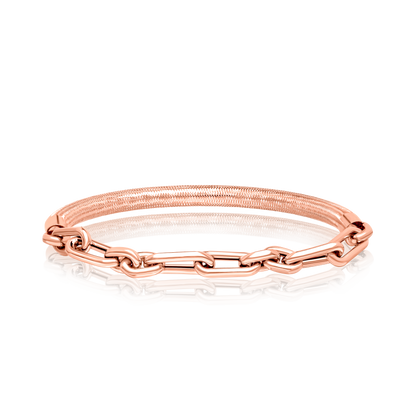 18K Pure Gold 3 Color Elastic Bangle Set