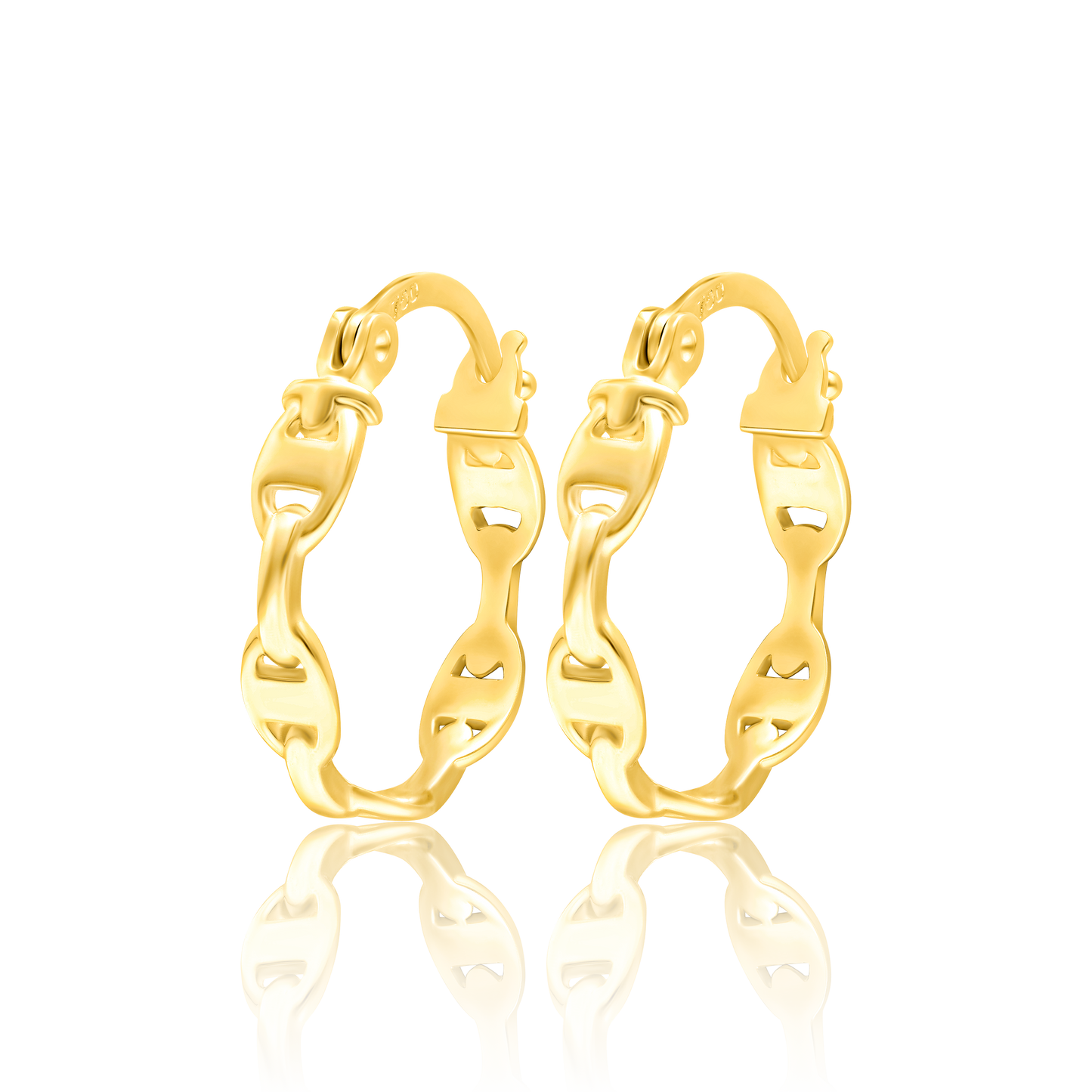 18K Pure Gold Twisted Round Earring Set