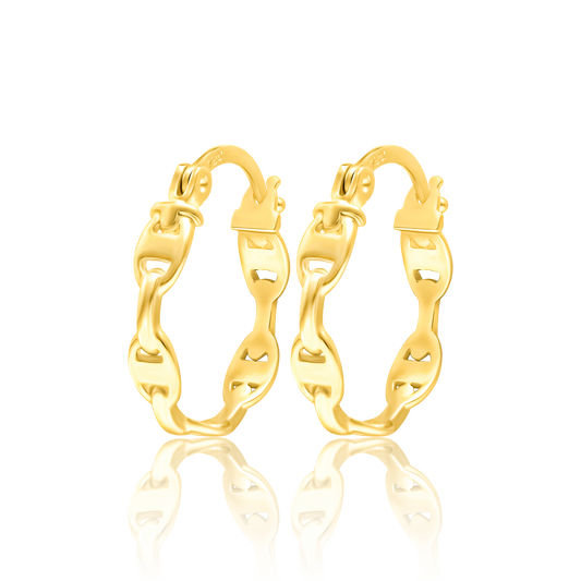 18K Pure Gold Twisted Round Earring Set