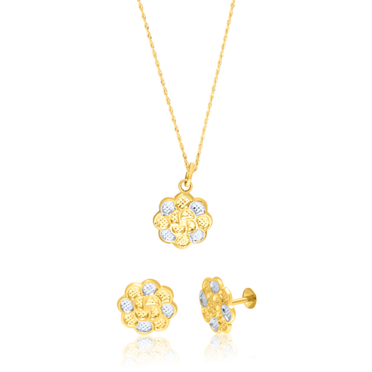 18K Pure Gold Flower Screw Jewelry Set