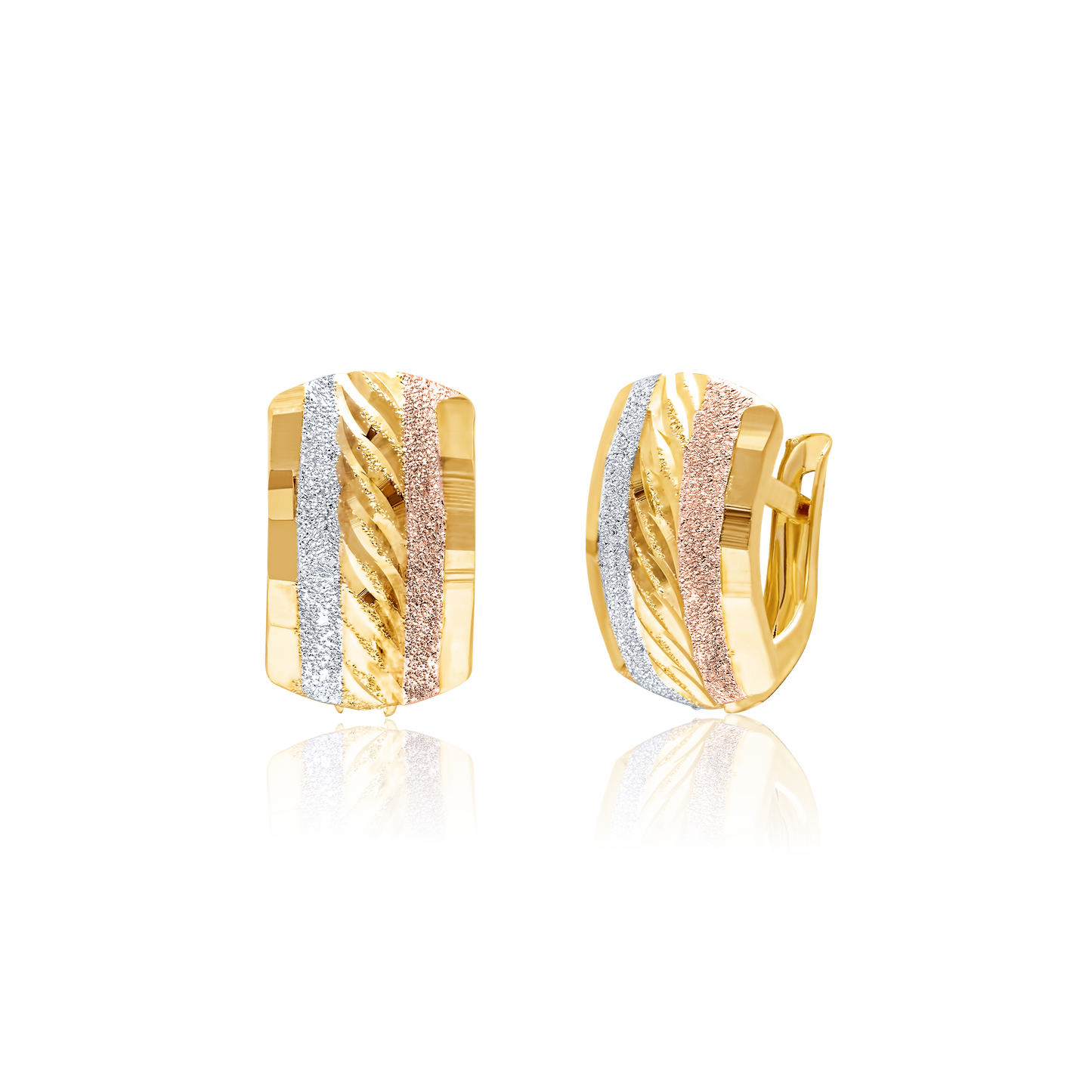 18K Pure Gold Curved Clip Earring Set