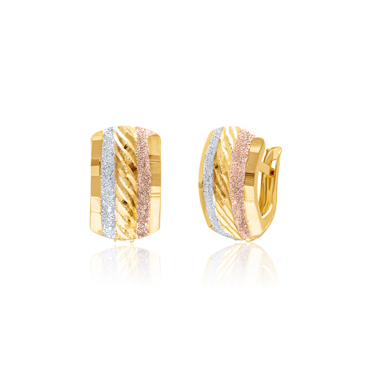 18K Pure Gold Curved Clip Earring Set