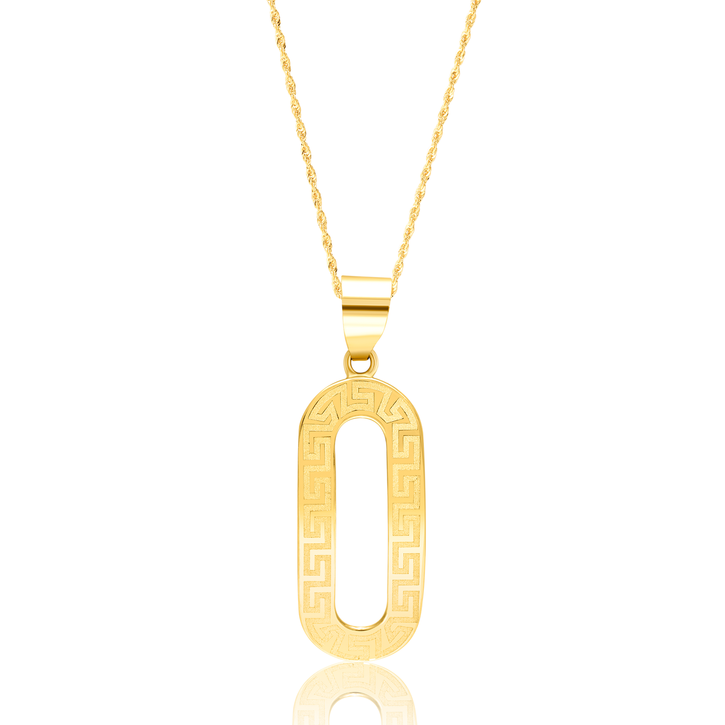 18K Pure Gold Long Oval Necklace