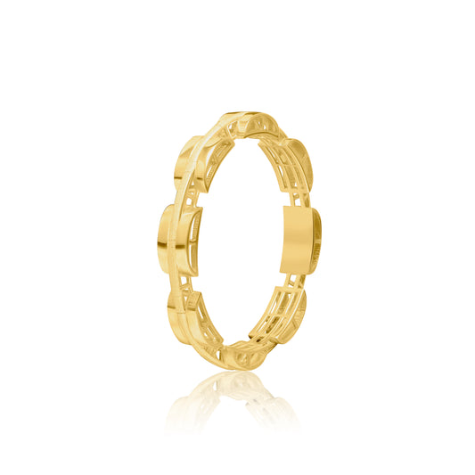 18K Pure Gold Round Ring