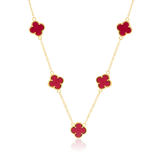 18K Pure Gold V.C Red Necklace