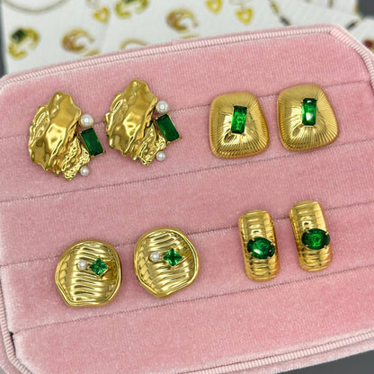 Earrings, 18K Gold Plated Brass