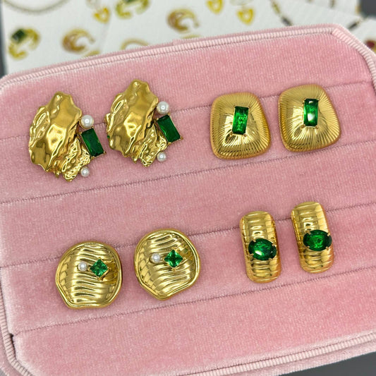 Earrings, 18K Gold Plated Brass