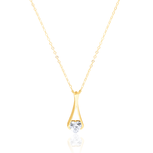 18K Pure Gold Drop Stone Necklace