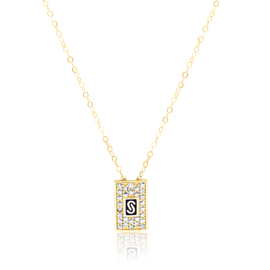 18K Pure Gold Elegant Square Stone Necklace