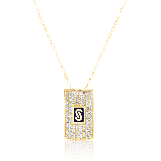 18K Pure Gold Elegant Square Stone Necklace