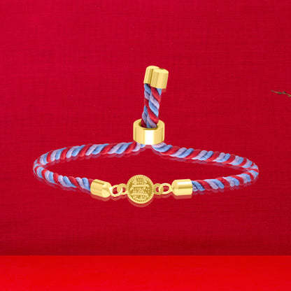 18K Pure Gold Multi Color Thread Coin Bracelet