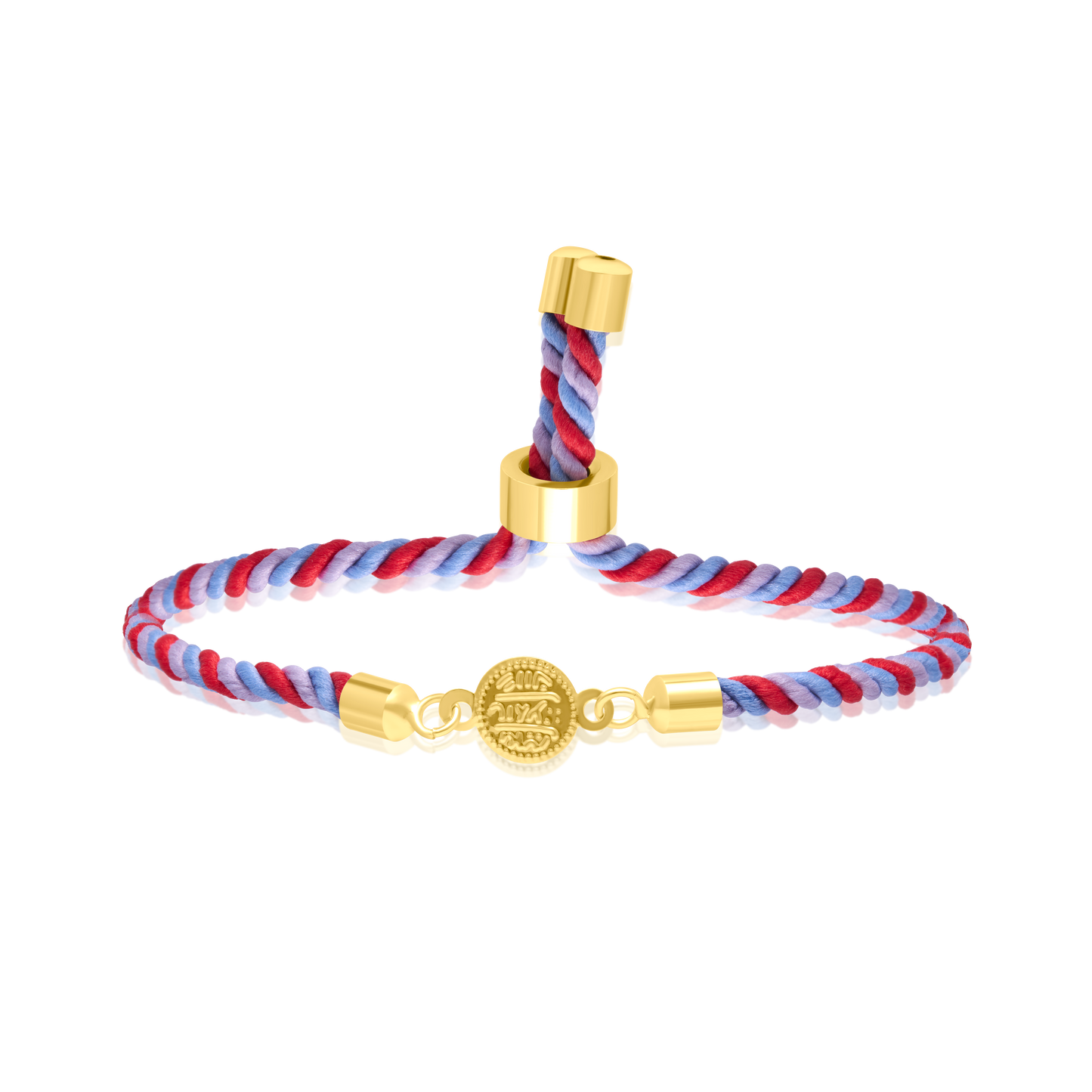 18K Pure Gold Multi Color Thread Coin Bracelet