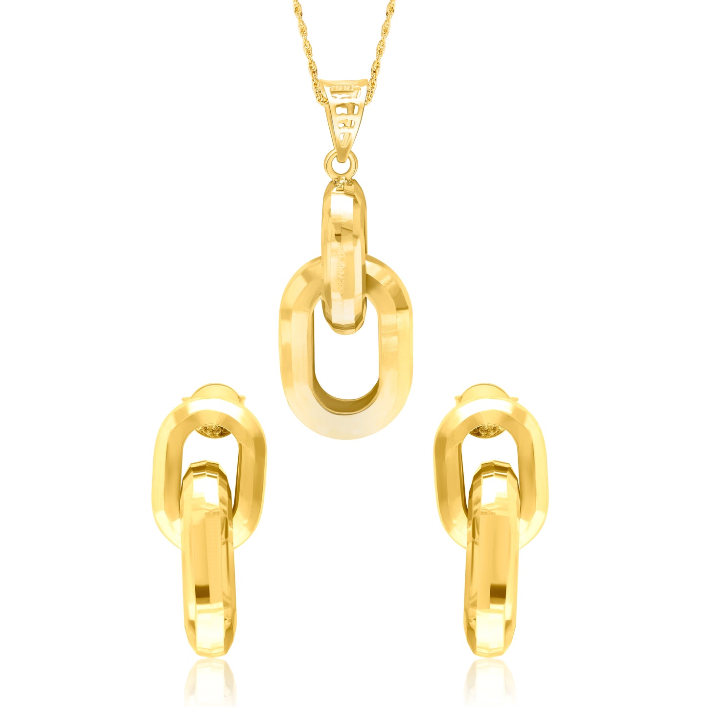 18K Pure Gold Thick Linked Jewelry Set
