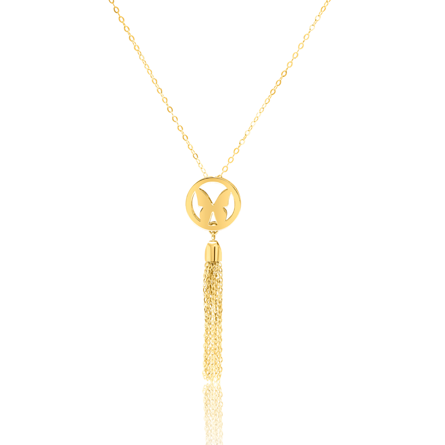 18K Pure Gold Hanging Butterfly Necklace