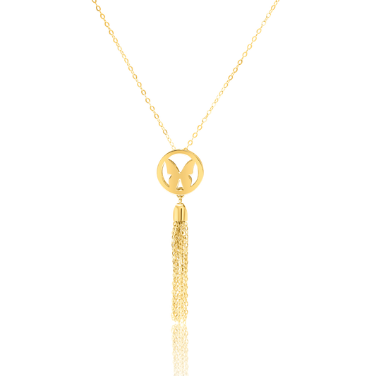 18K Pure Gold Hanging Butterfly Necklace